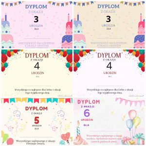 DYPLOMY URODZINOWE – 3/4/5/6 LAT